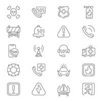 Emergency icons. Emergency icon Set. Emergency, warning, accidents, natural disasters, rescue services, emergency related thin line icon collection. Editable stroke vector