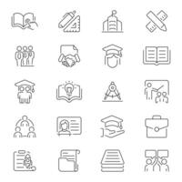 Education icons set. Education and study line icons. Education, learning, study, school, university, student sign thin line icon collection. Editable stroke vector