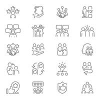 Trust personal feedback outline icon set. Trust and feedback symbol vector