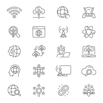 Internet Web Outline Icon Set vector
