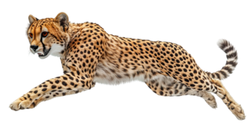 side view cheetah jumping on transparent background png