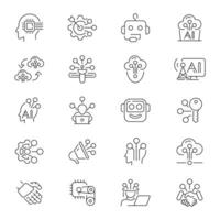 Artificial Intelligence Technology Outline Icon Set vector