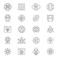 Network web technology outline icon set. Internet connection symbols vector