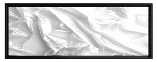 black rectangle frame with plastic wrap crumpled textured isolated on transparent background png