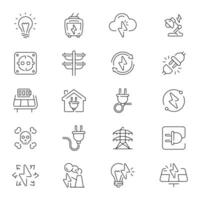 Electrical Power Outline Icon Set vector