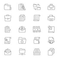 Files and folders outline icon set. Document and storage icons vector