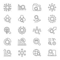 Search information outline icon set. Data exploration symbols vector