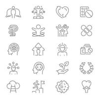 Psychology and mental growth outline icon set. Brain and mind development icons vector
