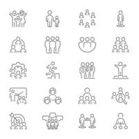 Multiple People with Different Activities Outline Icon Set vector