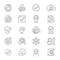 Quality Control Product Check Outline Icon Set vector