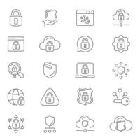 Cyber security outline icons set. Data protection and internet safety icons vector