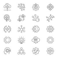 Microelectronics technology outline icon set. Circuit board symbols vector