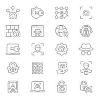 Account security icons. Account security icon set. Protection, account, data protection, secure, security, privacy, account security related icons. Thin line icons, editable stroke vector