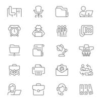 Office working outline icon set. Company workers space linear icons. vector