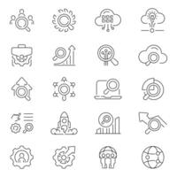 Seo outline icon set. Search engine optimization symbols vector