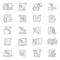 Copywriting outline icon set. Content creation symbols vector