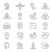 Location gps outline icons. Geolocation and navigation symbols vector