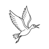 Outline Illustration of a Small bird in Flight for Coloring Books vector