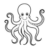 Mysterious Octopus Outline Illustration for Coloring Book vector