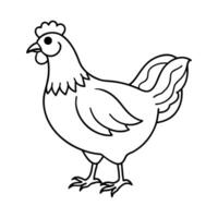 Outline Illustration of a Hen Standing for Coloring Books vector