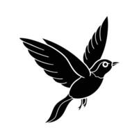Flying Bird Silhouette Illustration of a Small Bird in Flight with Wings Spread vector
