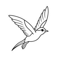 Outline Illustration of a Small Songbird in Flight for kids Coloring Books vector