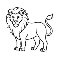 Outline Illustration of a Lion Standing for Coloring Books vector