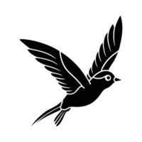 Flying Bird Silhouette with Wings Fully Extended in Mid-Air Motion vector