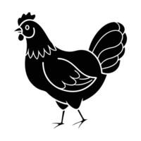 Hen Silhouette of a Domestic Chicken with Feathers Detailed in a Side Pose vector