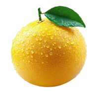 Juicy and Ripe Yellow Grapefruit with Natural Texture and Dew Drops Isolated on Transparent Background png
