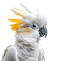 Portrait of a Cockatoo with a Striking Yellow Crest and Curious Look on Transparent Background png