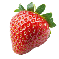 Close Up of a Juicy Strawberry with Glossy Surface and Tiny Yellow Seeds Isolated on Transparent Background png