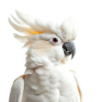 Majestic White Cockatoo with Yellow Crest Displaying Playful and Intelligent Expressions on Transparent Background png