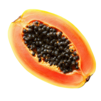 Sliced Papaya with Fresh Juicy Texture and Visible Seeds Isolated on a Transparent Background png