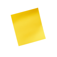 A single yellow sticky note with a shadow isolated on a transparent background for clear visibility and versatility, single yellow sticky note paper with shadow isolated on transparent background png