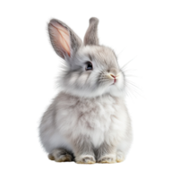 Charming Baby Rabbit with Soft Fur and Gentle Expressions Posing Isolated on Transparent Background png