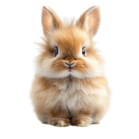 Adorable Fluffy Rabbit Sitting on Transparent Background with Cute Expressions and Soft Fur Isolated on Transparent Background png