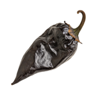 Dried mole poblano pepper isolated on a transparent background, highlighting its rich texture and deep color, dried mole poblano pepper isolated on transparent background png