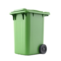 Green trash bin on transparent background ready for waste collection and proper disposal in a clean environment, green trash bin.rubbish bin on transparent backgroundfile png