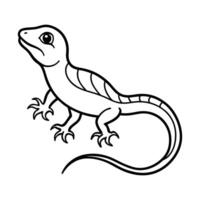 Realistic Lizard Outline Illustration for Coloring Book Reptile Wildlife Line Art for Kids and Adults vector