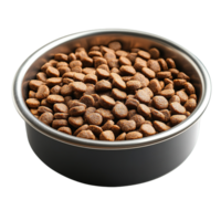 Top View of a Full Dog Food Bowl with Crunchy Kibble Isolated on Transparent Background png