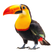 Close Up Portrait of a Toucan Bird with an Impressive Large Beak Isolated on Transparent Background png