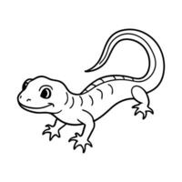 Lizard Outline Illustration for Coloring Book Reptile Wildlife Line Art vector