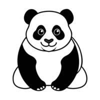 Adorable Panda Outline for Coloring Books with Round Face vector