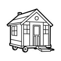 Cozy tiny House Outline for Coloring Books with Simple Home Design vector