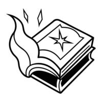 Open Storybook Outline for Coloring Book with Sparkling Stars vector