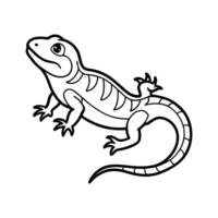 Realistic Lizard Outline Illustration for Coloring Book Reptile Wildlife Line Art vector