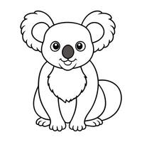 Adorable Koala Sketch in Black and White with Cute Expression vector