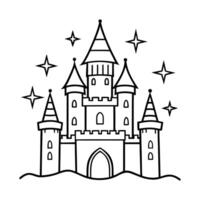 Magical Floating Castle Outline for Coloring Books with Fantasy Design vector