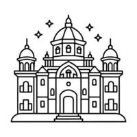 Beautiful Palace Outline for Coloring Book with Royal Architectural Details vector